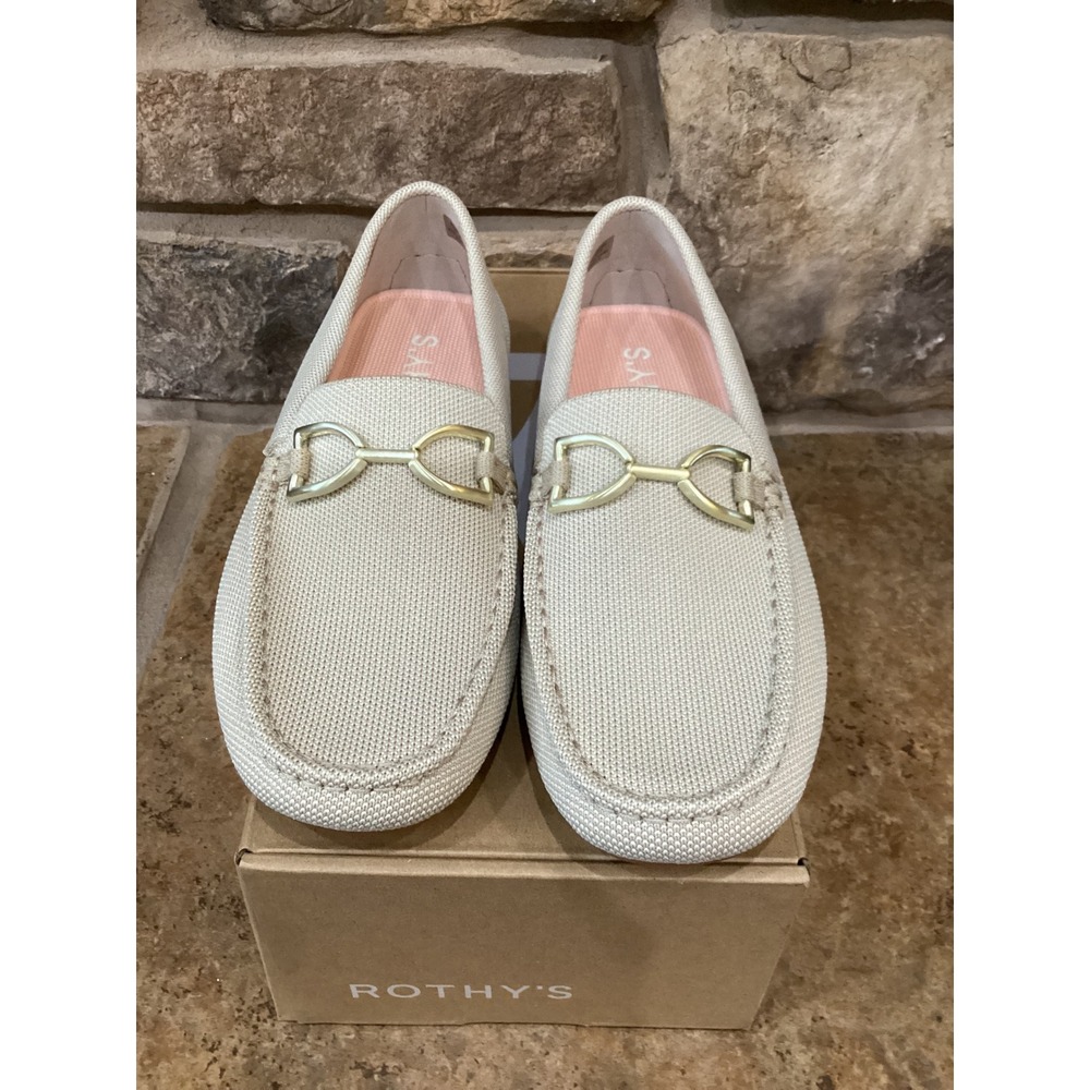 Rothys The Double Bit Driver Sesame Beige Knit Loafers Shoes 222-006 Womens 9 - Picture 5 of 8